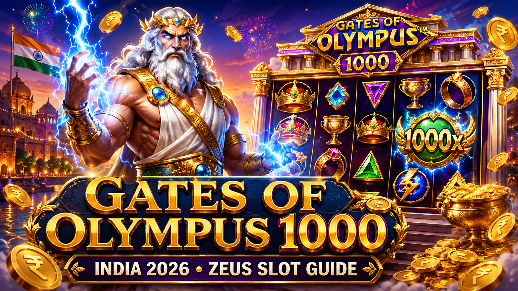 Gates of Olympus 1000 Zeus slot by Pragmatic Play with 96.50% RTP and 15,000x max win.