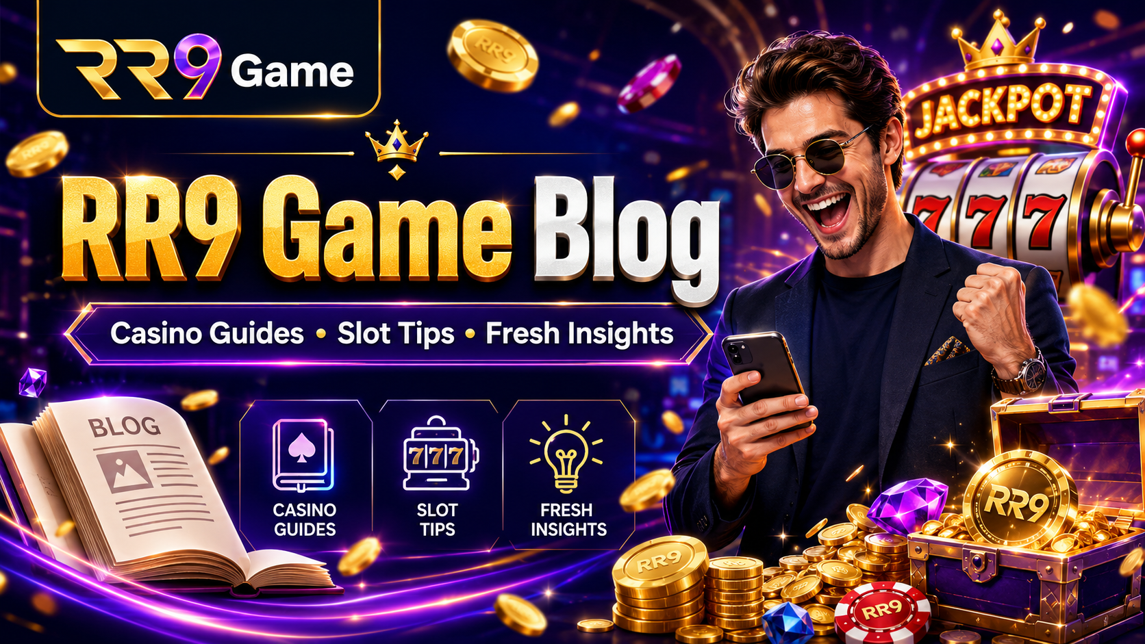 RR9 Game Blog banner featuring casino guides, slot tips and winning insights.