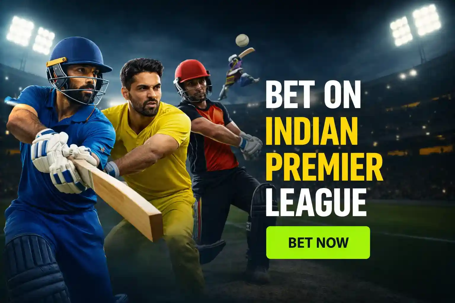 Cricket players in action during Indian Premier League night match